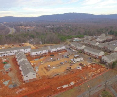 Brand new apartments being built close to Fry Spring at the Woodlands of Charlottesville - January 2017