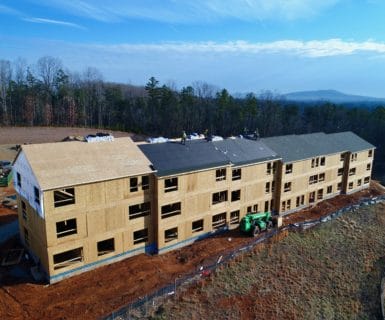 New construction apartments at the Woodlands of Charlottesville - February 2017