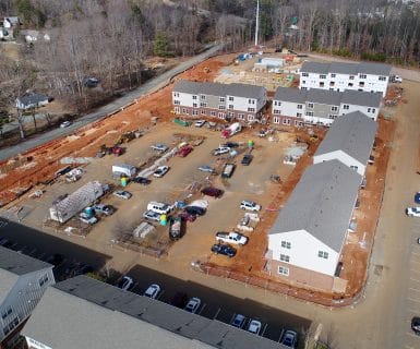 New apartments and townhomes being built near downtown Charlottesville, VA - February 2017